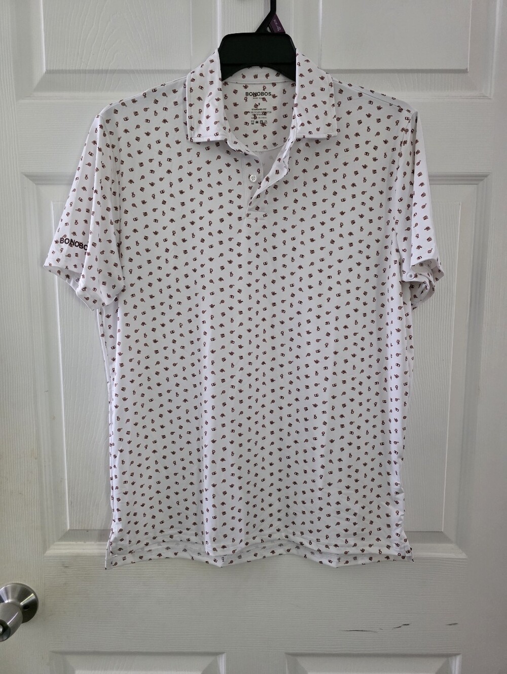 Men's Size Small Bonobos Justin Rose Performance Polo White